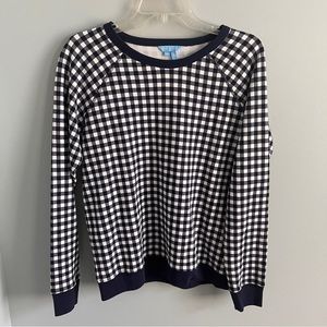 Draper James navy gingham crewneck